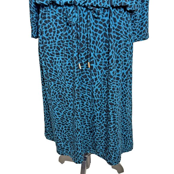 Chico's Travelers Boho Teal Black Leopard Print Dress Size 8/10 - Picture 3 of 16